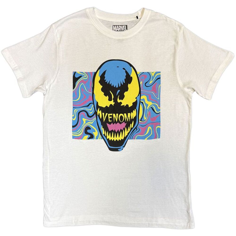 Marvel Comics Unisex Adult Psych Head Venom T-Shirt / White